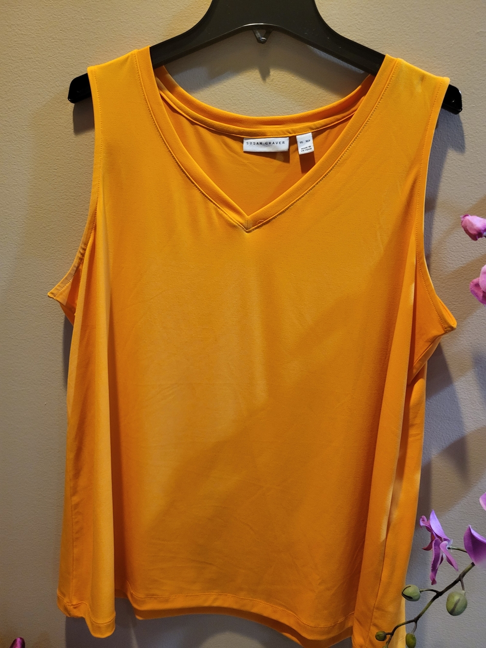Susan Graver Sleeveless V-Neck Tank Top - Orange